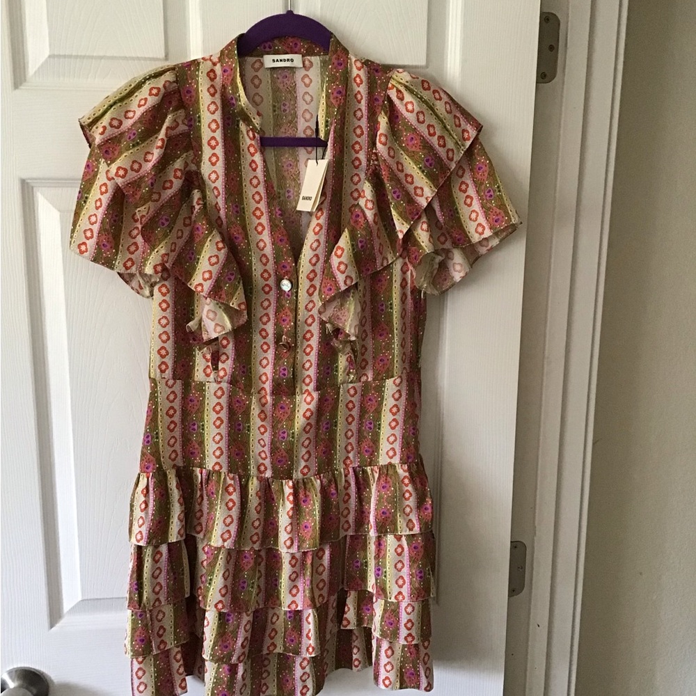 Sandro Multicolor Ruffle Dress - Picture 3 of 5